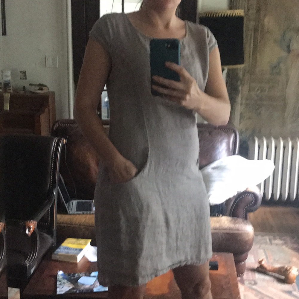 Linen dress with pockets made in Italy- Lungo O Larno with pockets!